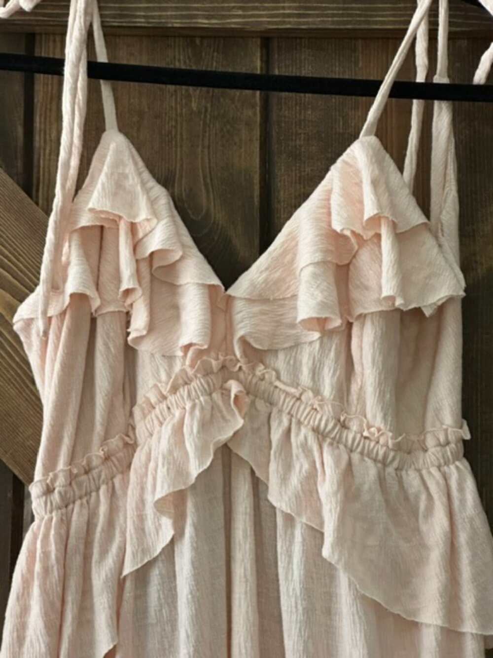 Free People Beach | Santa Luz Maxi Dress Ruffle Halter Open Back Pink XL - Picture 6 of 14